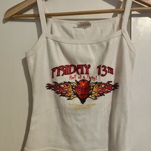 White Graphic Tank Top